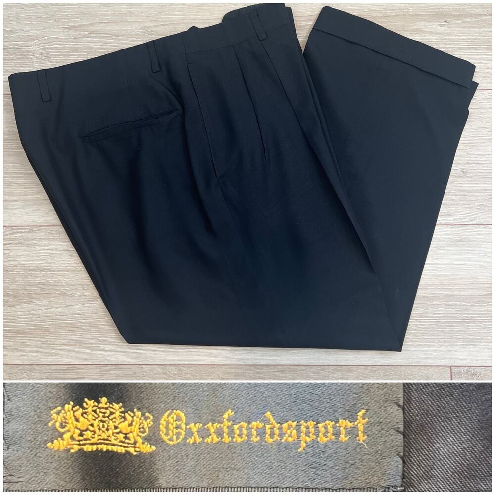 Oxxford Sport Men's Dress Pants Pleated Black Size 36 JP